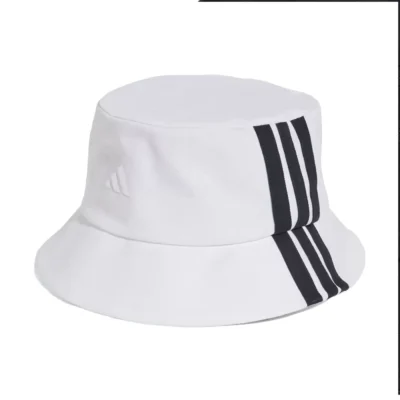 ADIDAS 3 Stripe Bucket Hat White 01