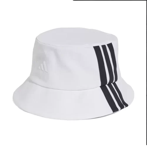 ADIDAS 3 Stripe Bucket Hat White 01