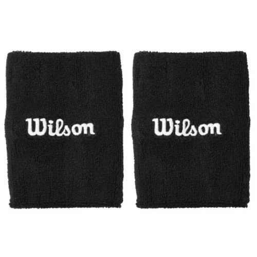 WILSON Padel Wide Terry Wristbands Black Pack of 2 01