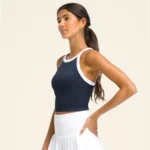 WILSON On The Daily Brami Padel Top Navy Bright White 02